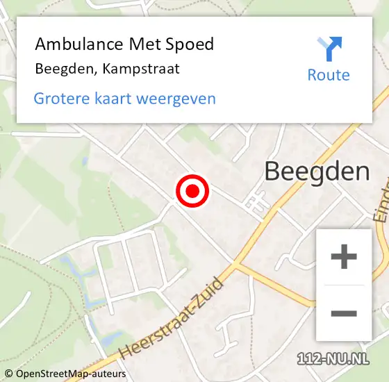 Locatie op kaart van de 112 melding: Ambulance Met Spoed Naar Beegden, Kampstraat op 21 juli 2024 13:55