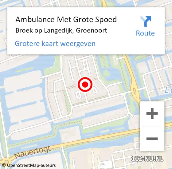 Locatie op kaart van de 112 melding: Ambulance Met Grote Spoed Naar Broek op Langedijk, Groenoort op 21 juli 2024 14:08