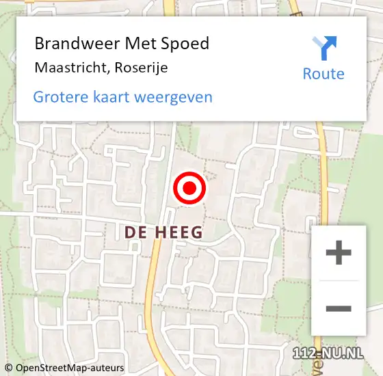 Locatie op kaart van de 112 melding: Brandweer Met Spoed Naar Maastricht, Roserije op 21 juli 2024 14:08