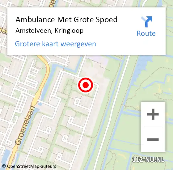 Locatie op kaart van de 112 melding: Ambulance Met Grote Spoed Naar Amstelveen, Kringloop op 21 juli 2024 14:10