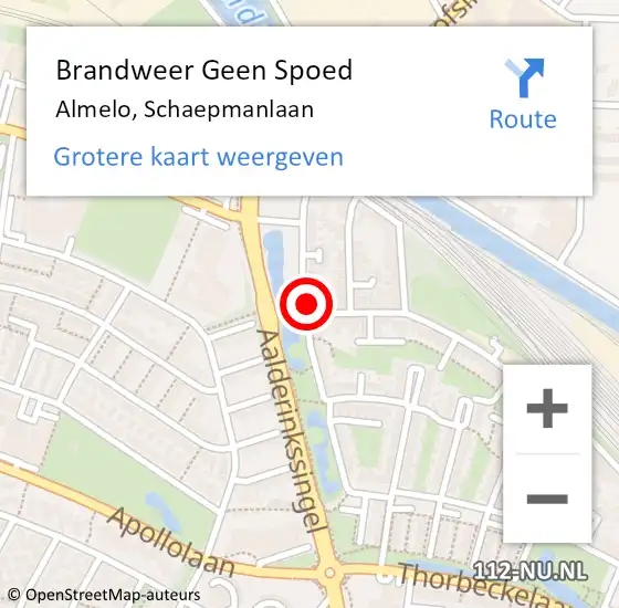 Locatie op kaart van de 112 melding: Brandweer Geen Spoed Naar Almelo, Schaepmanlaan op 21 juli 2024 14:14