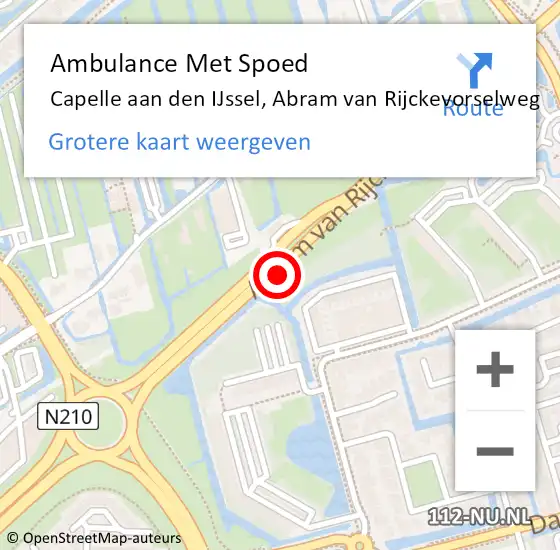 Locatie op kaart van de 112 melding: Ambulance Met Spoed Naar Capelle aan den IJssel, Abram van Rijckevorselweg op 21 juli 2024 14:15