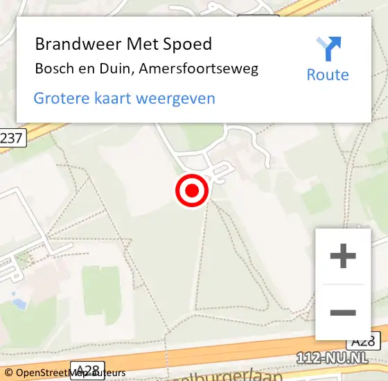 Locatie op kaart van de 112 melding: Brandweer Met Spoed Naar Bosch en Duin, Amersfoortseweg op 21 juli 2024 14:16