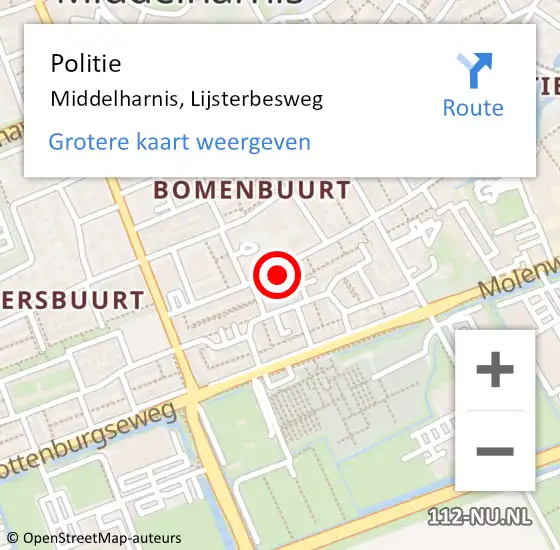 Locatie op kaart van de 112 melding: Politie Middelharnis, Lijsterbesweg op 21 juli 2024 14:44