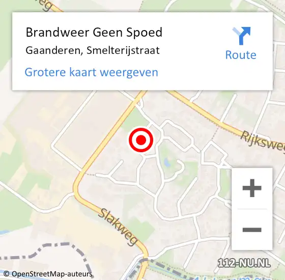 Locatie op kaart van de 112 melding: Brandweer Geen Spoed Naar Gaanderen, Smelterijstraat op 21 juli 2024 14:58