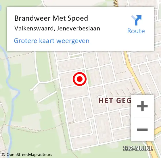 Locatie op kaart van de 112 melding: Brandweer Met Spoed Naar Valkenswaard, Jeneverbeslaan op 21 juli 2024 15:05