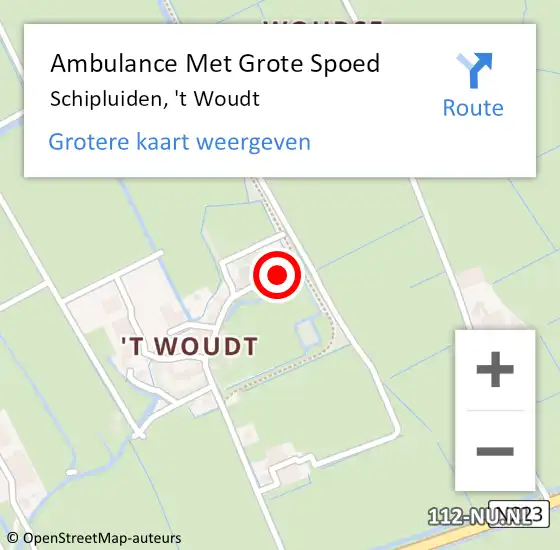 Locatie op kaart van de 112 melding: Ambulance Met Grote Spoed Naar Schipluiden, 't Woudt op 21 juli 2024 15:24