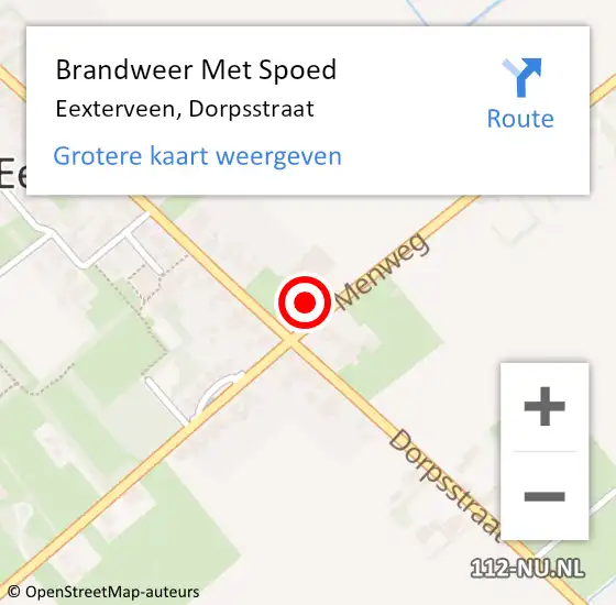 Locatie op kaart van de 112 melding: Brandweer Met Spoed Naar Eexterveen, Dorpsstraat op 21 juli 2024 15:24