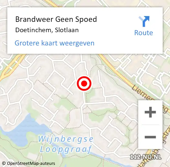 Locatie op kaart van de 112 melding: Brandweer Geen Spoed Naar Doetinchem, Slotlaan op 21 juli 2024 15:32