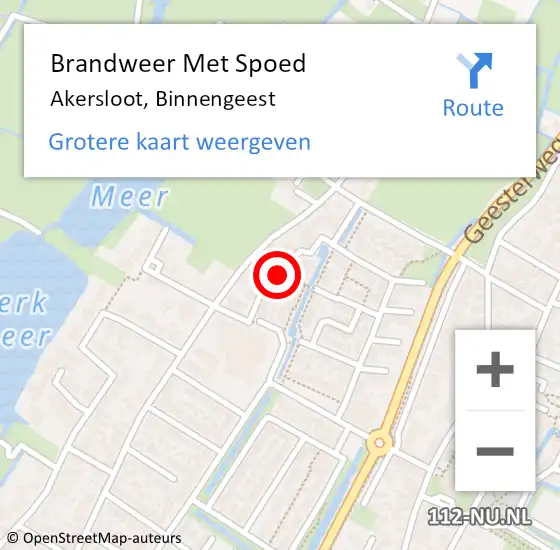 Locatie op kaart van de 112 melding: Brandweer Met Spoed Naar Akersloot, Binnengeest op 21 juli 2024 15:39