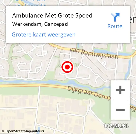 Locatie op kaart van de 112 melding: Ambulance Met Grote Spoed Naar Werkendam, Ganzepad op 21 juli 2024 15:52