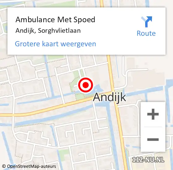 Locatie op kaart van de 112 melding: Ambulance Met Spoed Naar Andijk, Sorghvlietlaan op 21 juli 2024 15:54