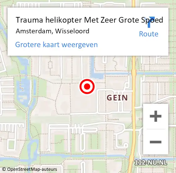 Locatie op kaart van de 112 melding: Trauma helikopter Met Zeer Grote Spoed Naar Amsterdam, Wisseloord op 21 juli 2024 16:09