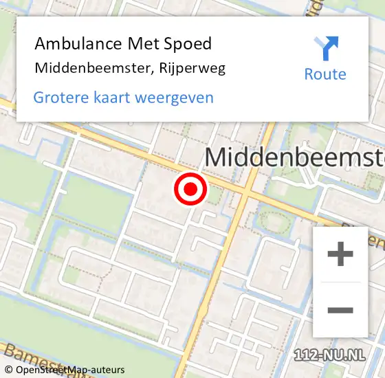 Locatie op kaart van de 112 melding: Ambulance Met Spoed Naar Middenbeemster, Rijperweg op 21 juli 2024 16:14