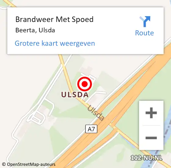 Locatie op kaart van de 112 melding: Brandweer Met Spoed Naar Beerta, Ulsda op 21 juli 2024 16:15