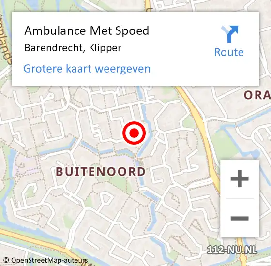 Locatie op kaart van de 112 melding: Ambulance Met Spoed Naar Barendrecht, Klipper op 21 juli 2024 16:21