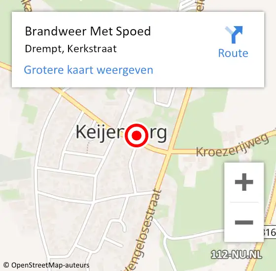 Locatie op kaart van de 112 melding: Brandweer Met Spoed Naar Drempt, Kerkstraat op 21 juli 2024 16:31