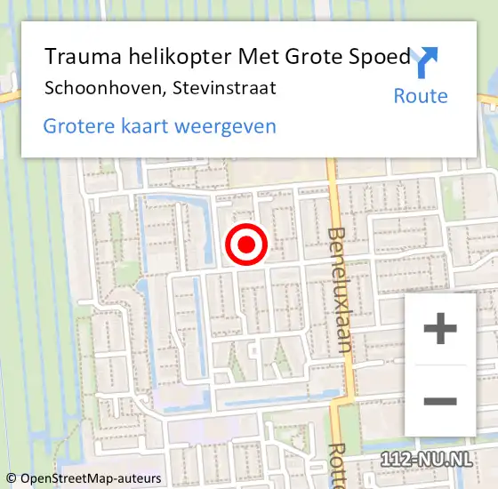 Locatie op kaart van de 112 melding: Trauma helikopter Met Grote Spoed Naar Schoonhoven, Stevinstraat op 21 juli 2024 16:38
