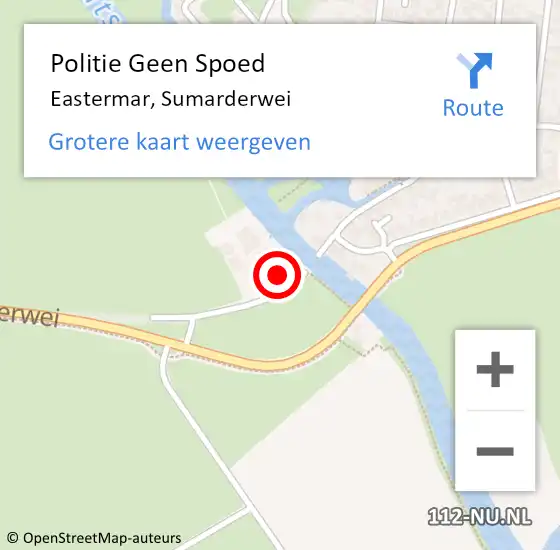 Locatie op kaart van de 112 melding: Politie Geen Spoed Naar Eastermar, Sumarderwei op 21 juli 2024 16:52