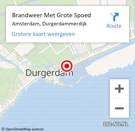 Locatie op kaart van de 112 melding: Brandweer Met Grote Spoed Naar Amsterdam, Durgerdammerdijk op 21 juli 2024 17:09