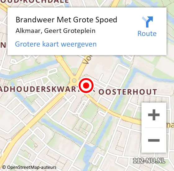 Locatie op kaart van de 112 melding: Brandweer Met Grote Spoed Naar Alkmaar, Geert Groteplein op 21 juli 2024 17:10