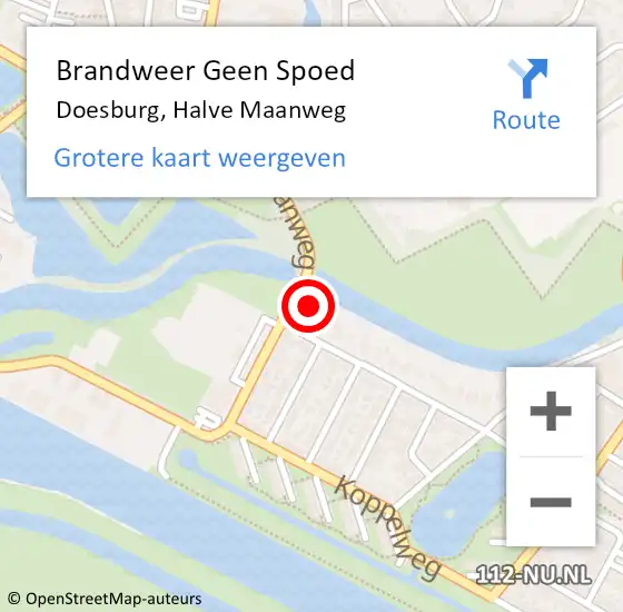 Locatie op kaart van de 112 melding: Brandweer Geen Spoed Naar Doesburg, Halve Maanweg op 21 juli 2024 17:17