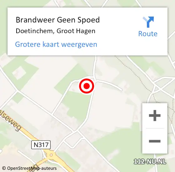 Locatie op kaart van de 112 melding: Brandweer Geen Spoed Naar Doetinchem, Groot Hagen op 21 juli 2024 17:20