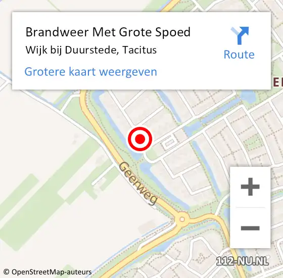 Locatie op kaart van de 112 melding: Brandweer Met Grote Spoed Naar Wijk bij Duurstede, Tacitus op 21 juli 2024 17:25