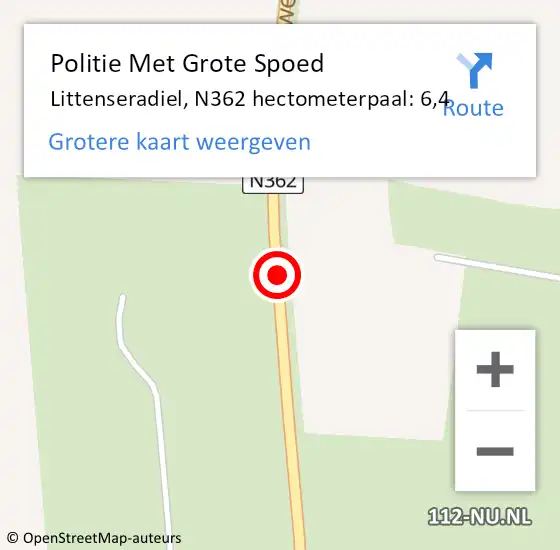 Locatie op kaart van de 112 melding: Politie Met Grote Spoed Naar Eemsdelta, N362 hectometerpaal: 6,4 op 21 juli 2024 17:27