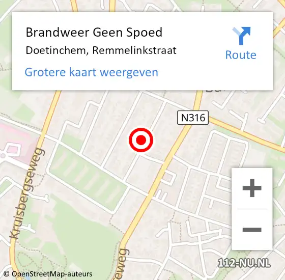 Locatie op kaart van de 112 melding: Brandweer Geen Spoed Naar Doetinchem, Remmelinkstraat op 21 juli 2024 17:41