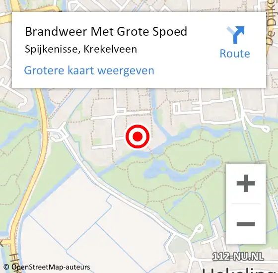 Locatie op kaart van de 112 melding: Brandweer Met Grote Spoed Naar Spijkenisse, Krekelveen op 21 juli 2024 17:54