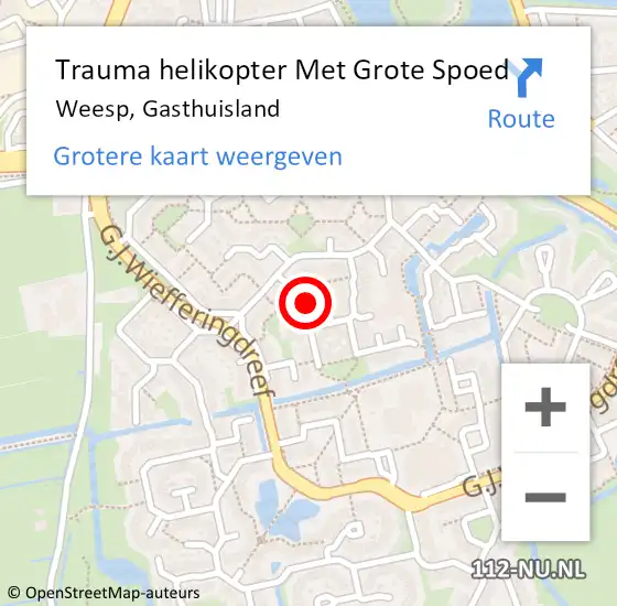 Locatie op kaart van de 112 melding: Trauma helikopter Met Grote Spoed Naar Weesp, Gasthuisland op 21 juli 2024 17:54