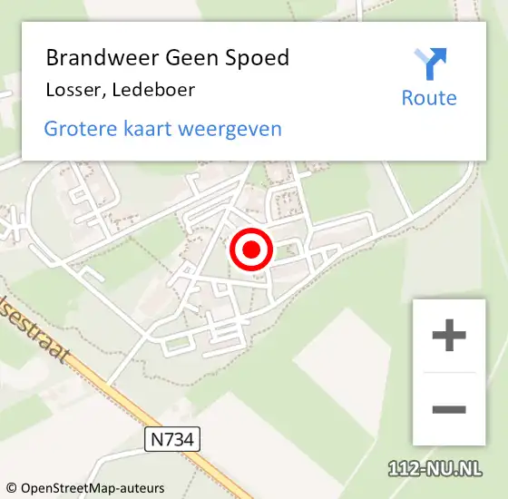 Locatie op kaart van de 112 melding: Brandweer Geen Spoed Naar Losser, Ledeboer op 21 juli 2024 18:15