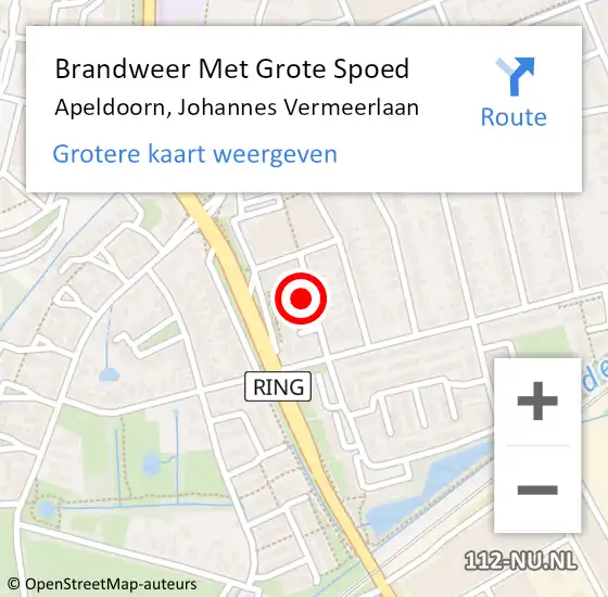 Locatie op kaart van de 112 melding: Brandweer Met Grote Spoed Naar Apeldoorn, Johannes Vermeerlaan op 21 juli 2024 18:26