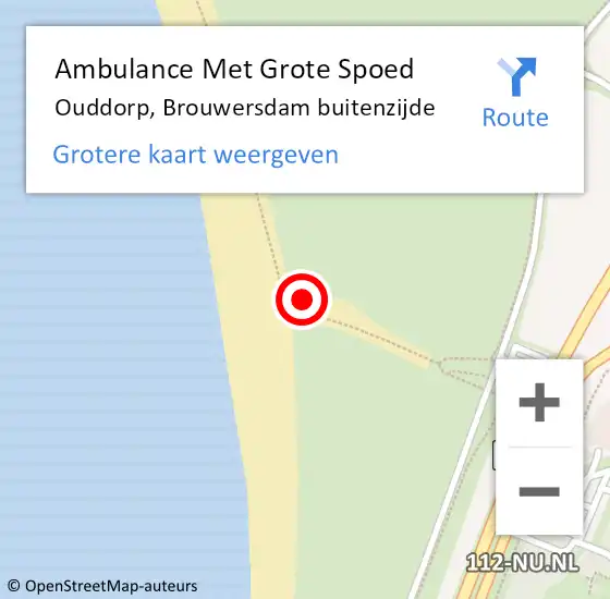 Locatie op kaart van de 112 melding: Ambulance Met Grote Spoed Naar Ouddorp, Brouwersdam buitenzijde op 21 juli 2024 18:32