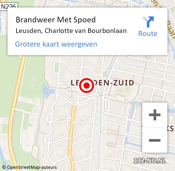 Locatie op kaart van de 112 melding: Brandweer Met Spoed Naar Leusden, Charlotte van Bourbonlaan op 21 juli 2024 18:50