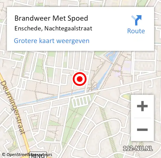 Locatie op kaart van de 112 melding: Brandweer Met Spoed Naar Enschede, Nachtegaalstraat op 21 juli 2024 18:51