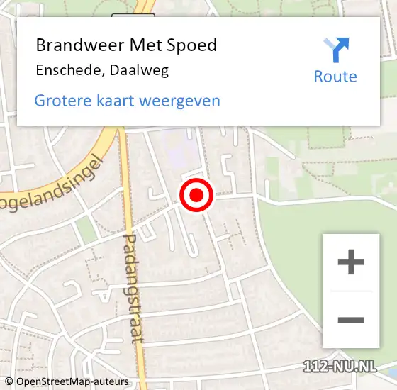 Locatie op kaart van de 112 melding: Brandweer Met Spoed Naar Enschede, Daalweg op 21 juli 2024 18:52