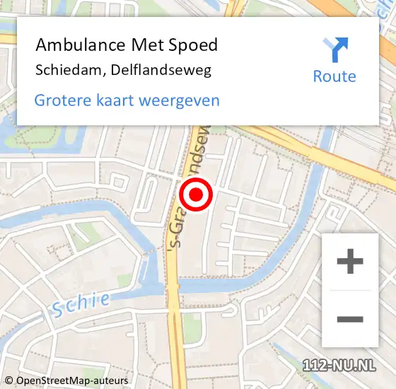 Locatie op kaart van de 112 melding: Ambulance Met Spoed Naar Schiedam, Delflandseweg op 21 juli 2024 19:00