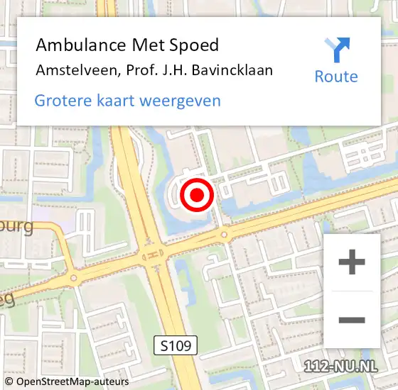 Locatie op kaart van de 112 melding: Ambulance Met Spoed Naar Amstelveen, Prof. J.H. Bavincklaan op 21 juli 2024 19:07