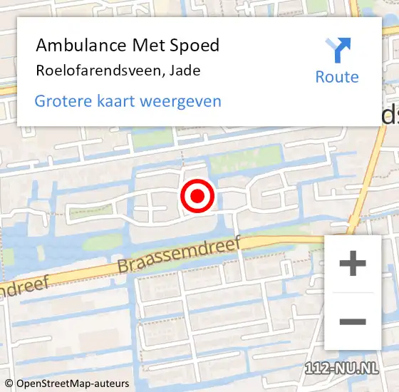 Locatie op kaart van de 112 melding: Ambulance Met Spoed Naar Roelofarendsveen, Jade op 21 juli 2024 19:11