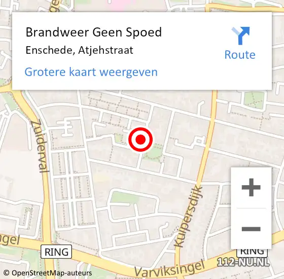 Locatie op kaart van de 112 melding: Brandweer Geen Spoed Naar Enschede, Atjehstraat op 21 juli 2024 19:14