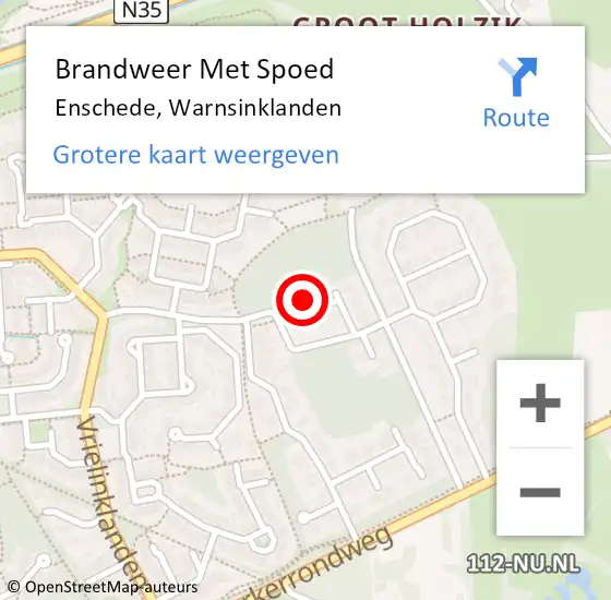 Locatie op kaart van de 112 melding: Brandweer Met Spoed Naar Enschede, Warnsinklanden op 21 juli 2024 19:15