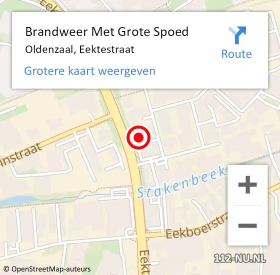 Locatie op kaart van de 112 melding: Brandweer Met Grote Spoed Naar Oldenzaal, Eektestraat op 21 juli 2024 19:17