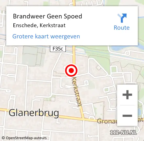 Locatie op kaart van de 112 melding: Brandweer Geen Spoed Naar Enschede, Kerkstraat op 21 juli 2024 19:18