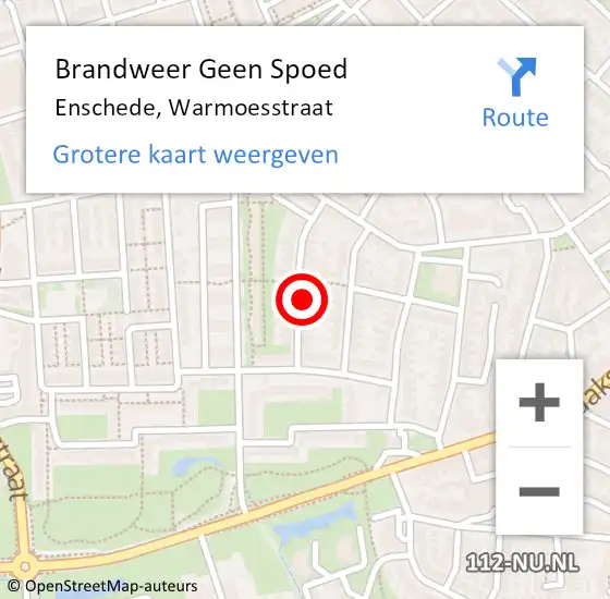 Locatie op kaart van de 112 melding: Brandweer Geen Spoed Naar Enschede, Warmoesstraat op 21 juli 2024 19:19