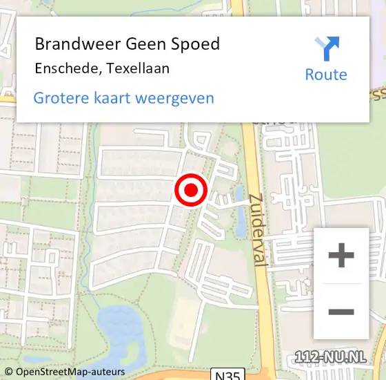 Locatie op kaart van de 112 melding: Brandweer Geen Spoed Naar Enschede, Texellaan op 21 juli 2024 19:19