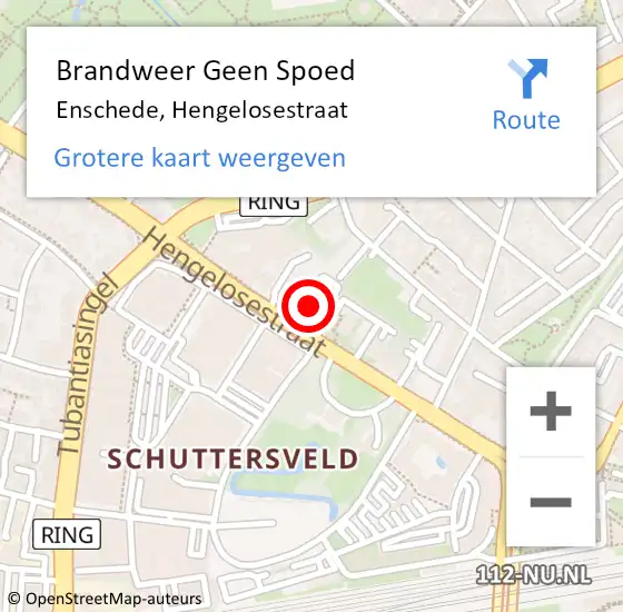 Locatie op kaart van de 112 melding: Brandweer Geen Spoed Naar Enschede, Hengelosestraat op 21 juli 2024 19:20