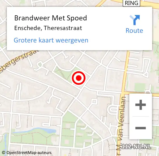 Locatie op kaart van de 112 melding: Brandweer Met Spoed Naar Enschede, Theresastraat op 21 juli 2024 19:20