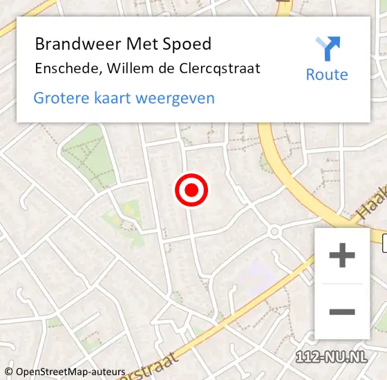 Locatie op kaart van de 112 melding: Brandweer Met Spoed Naar Enschede, Willem de Clercqstraat op 21 juli 2024 19:20